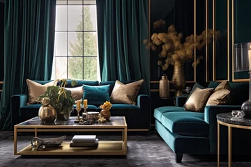 Fototapeten Luxe Velvet and Gold Living Room Ideas: Create a Luxurious Ambiance with Velvet Drapes © Michael
