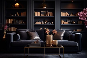 Obraz premium Luxe Velvet and Gold Living Room Ideas: Luxurious Lighting for a Sumptuous Atmosphere