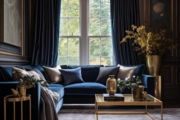 Fototapeten Opulent Gold and Luxe Velvet Living Room Inspiration with Velvet Drapes © Michael