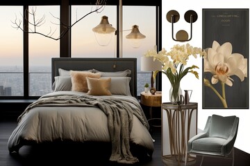 Luxurious Penthouse Bedroom Decor Mood Board - Personalized Style Inspiration