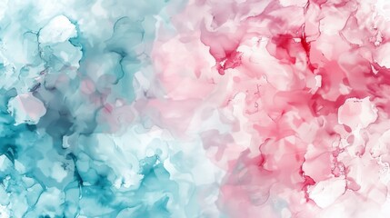 A close up of a painting with blue and pink colors, AI