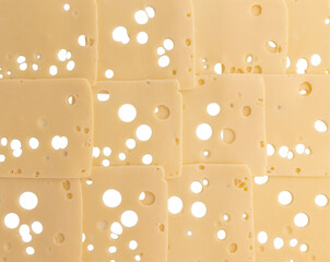 pieces of sliced cheese as background