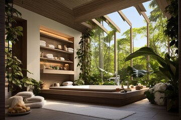 Indoor Oasis: Luxurious Spa-Like Bathroom Concepts with Indoor Plants and Natural Light