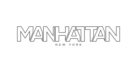 Manhattan, New York, USA typography slogan design. America logo with graphic city lettering for print and web.