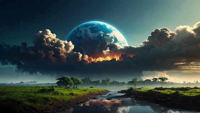 Save planet. Earth day. Climate change Global warming concept Nature environment danger energy business industry air pollution. Temperature rising. Renewable nature earth sustainability