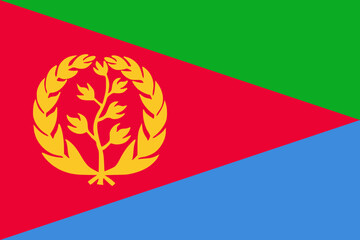 Eritrea vector flag in official colors and 3:2 aspect ratio.