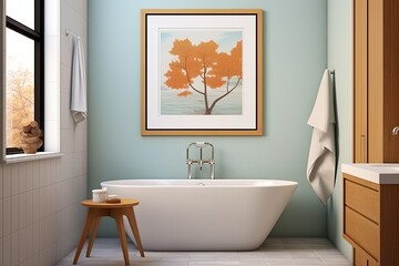 Mid-Century Modern Bathroom Oasis: Minimalist Art Wall Decor Vibrance