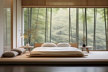 Redefining Tranquility: Minimalist Japanese Bedroom Decor with Bamboo Accents