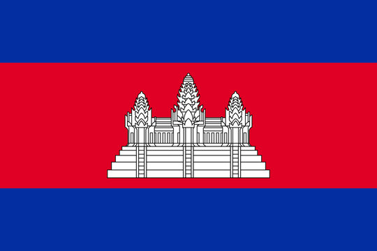 Cambodia vector flag in official colors and 3:2 aspect ratio.