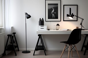 Sleek Monochrome Office: Elegant Minimalist Design Concepts