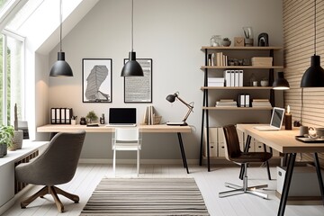 Neutral Serenity: Minimalist Monochrome Home Office Concepts for a Calming Atmosphere