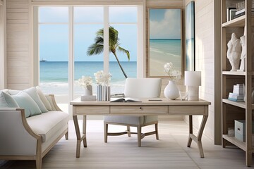 Fototapeta na wymiar Sleek Modern Coastal Office Furniture: Ideas for a Refreshing Contemporary Workspace