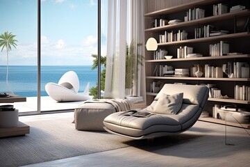 Soft Seating Oasis: Modern Coastal Office Relaxation Spot Ideas