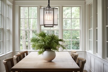 Antique Chandelier Brilliance: Modern Farmhouse Dining Room Inspirations with Elegant Lighting