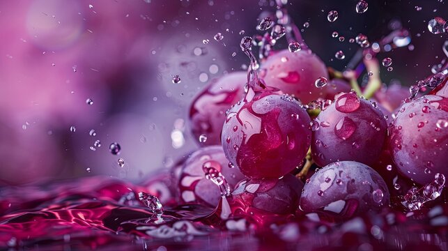 Grape vine fruit with water splash wallpaper background