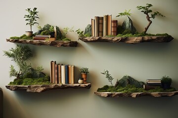 Floating Shelves Paradise: Nature-Themed Decor for a Serene Study Room