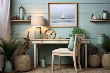 Sea Glass Serenity: Nautical Themed Study Room Decor for Tranquil Vibes