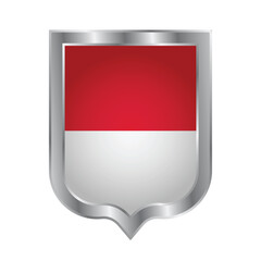 Indonesia Flag Silver Shield Badge Emblem Patch Sticker Label Pin Transparent Background