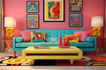 Pop Art Paradise: Retro Decor, Bright Colors, and Pop Culture Art for your Living Room