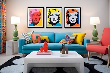 Color Splash: Pop Art Prints and Retro Vibes in Modern Living Room Designs