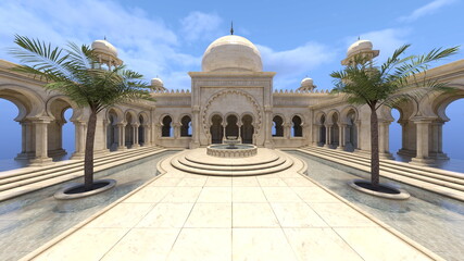 Fototapeta premium 宮殿の中庭 3DCGレンダリング