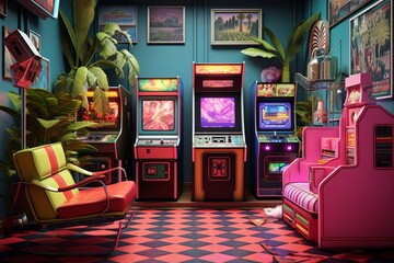 Retro 80s Arcade Living Room Ideas: Vintage Arcade Vibe and Retro Posters