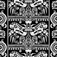 Obraz premium A black and white drawing of a smiling face with a sun in the background. The drawing is abstract and has a tribal or exotic feel to it