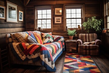 Cozy Rustic Farmhouse Living Room Ideas Featuring Quilts for a Warm and Classic Vibe