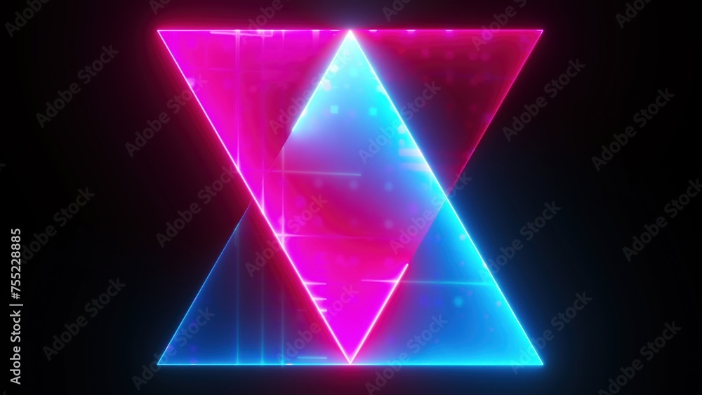 Poster abstract neon triangle. computer generated 3d render