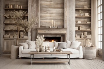 Rustic Farmhouse Living Room Ideas: Shabby Chic D�cor with Distressed Wood Accents