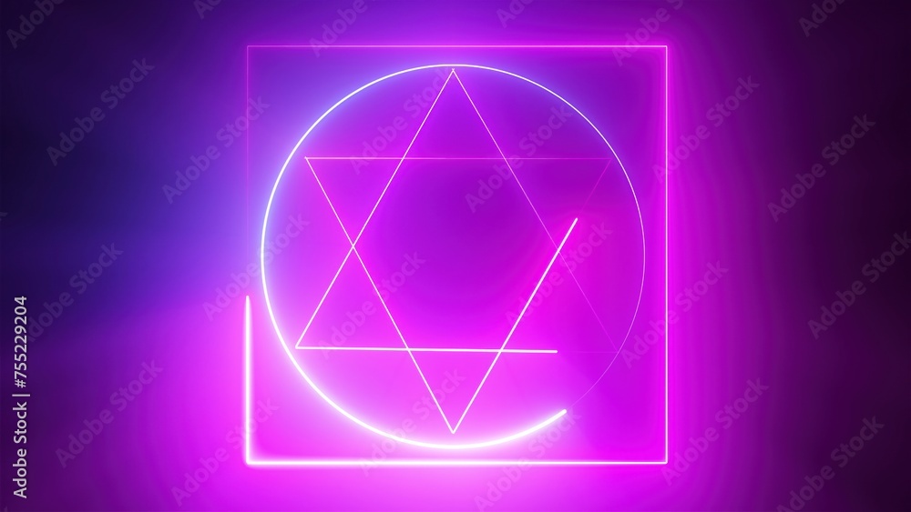Poster magic neon sign. computer generated 3d render