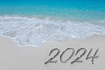 wave and inscription on the sand 2024 - 755229225