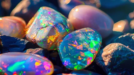 Wandaufkleber Opal stone gemstone jewelry wallpaper background © Irina