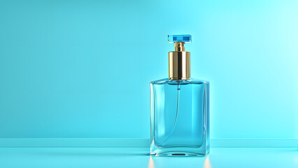 Luxury 3D Blue Perfume Bottle Presentation for Fashion and Beauty Brand Campaigns