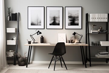 Monochrome Art in Scandi-Minimalist Home Office Design: Ideas for Modern Workspace