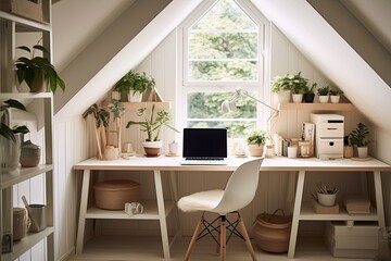 Natural Light Scandi-Minimalist Home Office Inspiration with Green Plants