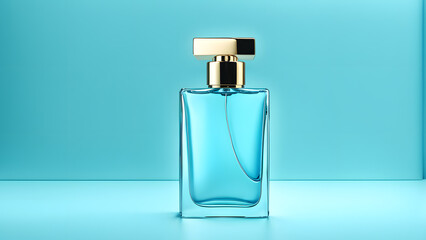 3D Blue Perfume Bottle Mockup Enhancing Brand Prestige in High End Beauty Salons and Resort Spas