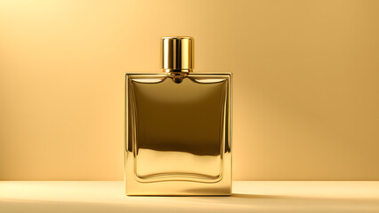 Elegant 3D Gold Perfume Bottle Mockup Elevating Brand Presence in Exclusive Beauty Boutiques and Runway Shows