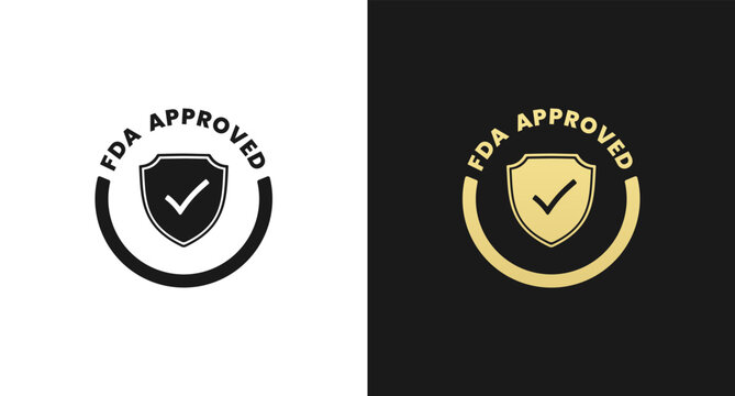 FDA Approved Icon or FDA Approved Label vector isolated. FDA Approved icon for product packaging design element. FDA Approved label for packaging design element.