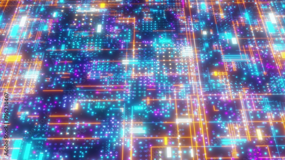 Poster technology background with dots and lines. computer generated 3d render