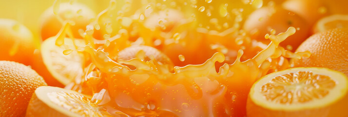 an orange juice splash with oranges, generative AI