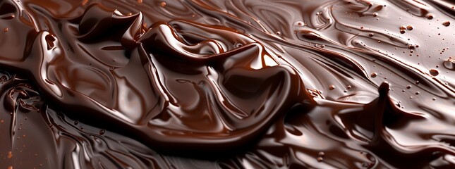 A detailed closeup of molten chocolate on a table resembles a bronze carving in visual arts,...