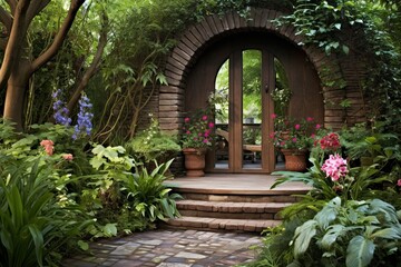 Fototapeta na wymiar Enchanting Secret Garden Patio Designs: Discover Hidden Doors and Secret Passages