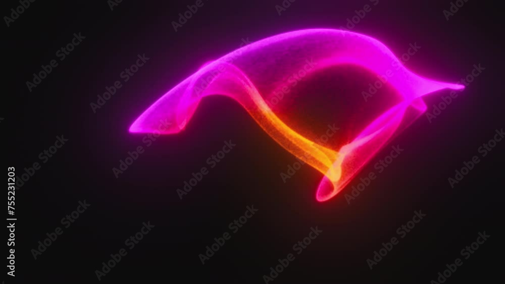 Poster bright fluid particles. computer generated 3d render