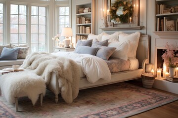 Layered Rugs in Shabby Chic Bedroom Designs: Cozy Underfoot Elegance