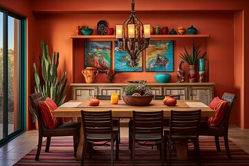 Bold Southwestern Desert Dining Room Ideas: Vibrant Colors & Statement Pieces