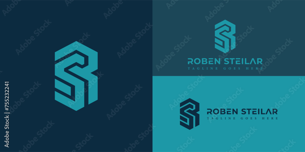 Poster abstract initial letter rs or sr logo in blue color isolated in multiple background colors applied f