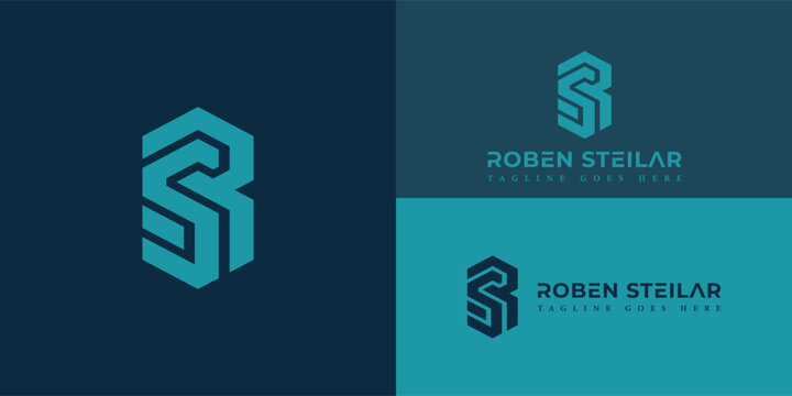 Abstract initial letter RS or SR logo in blue color isolated in multiple background colors applied for branding logo. The logo is suitable for the brand or company that has the initial name RS or SR