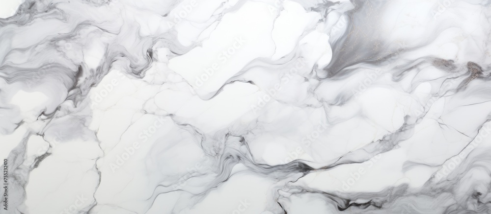 Poster detailed view of the smooth, white marble surface, showcasing intricate veining and subtle patterns.