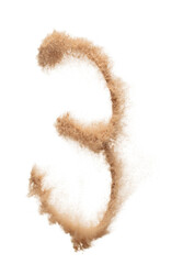 3 three English number made of Sand explosion with 3 English number scattered, space for text....